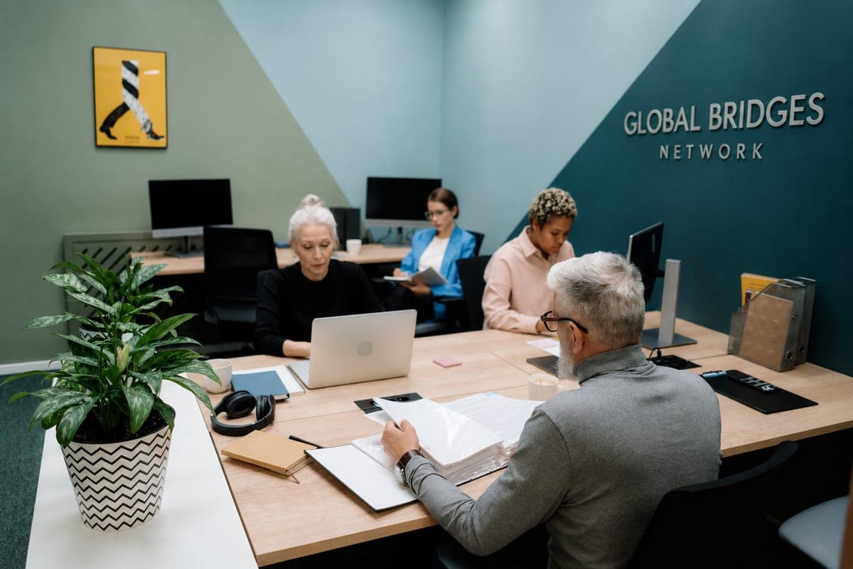 Staff working in the Global Bridges Network office